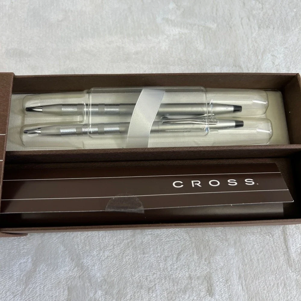 Cross Satin Silver Ballpoint Pen Set Silver Executive Gift Table Mountain Casino